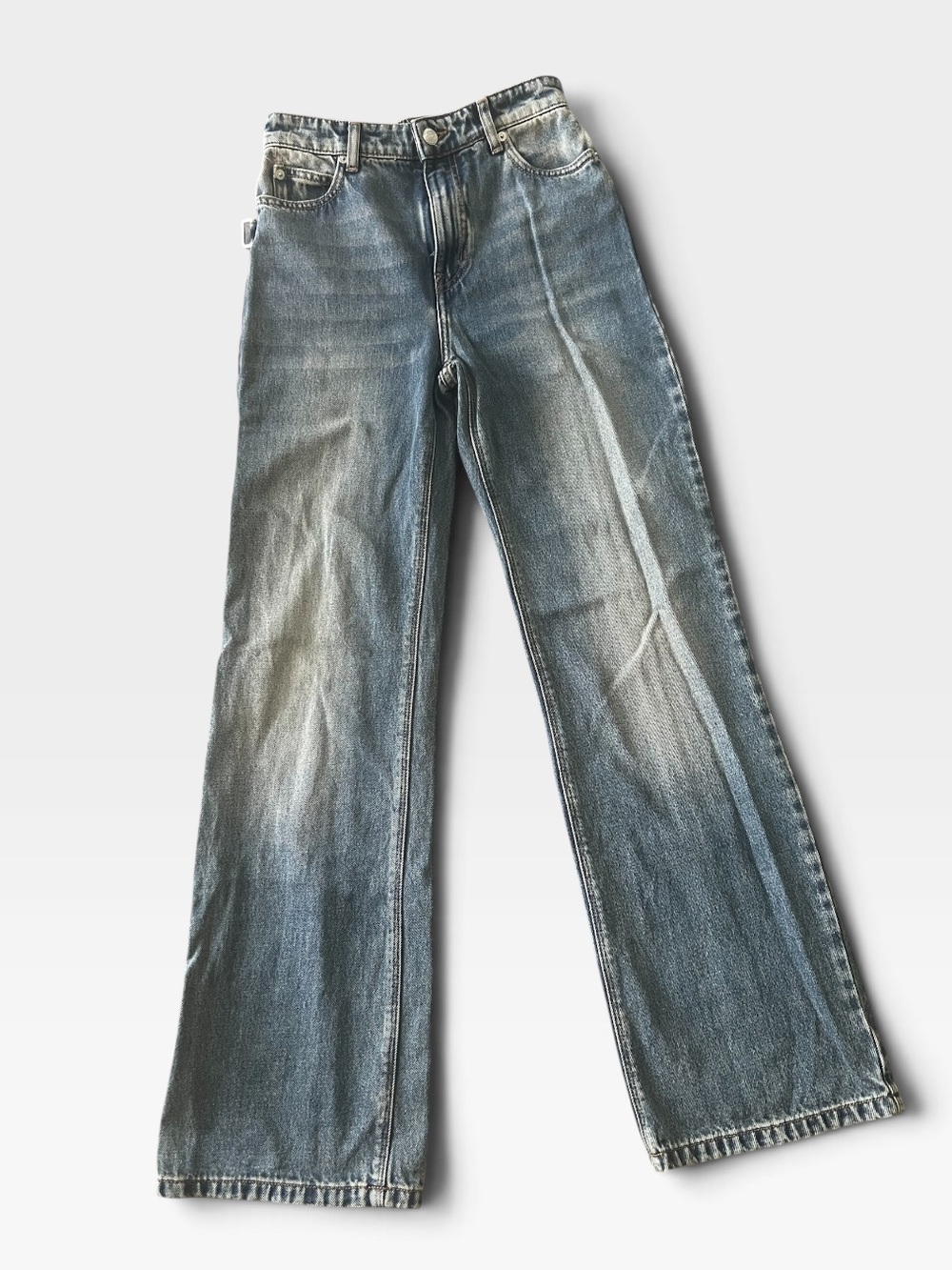 Zadig & Voltaire Evy Wide Leg Distressed Carpenter Jeans Blue Denim